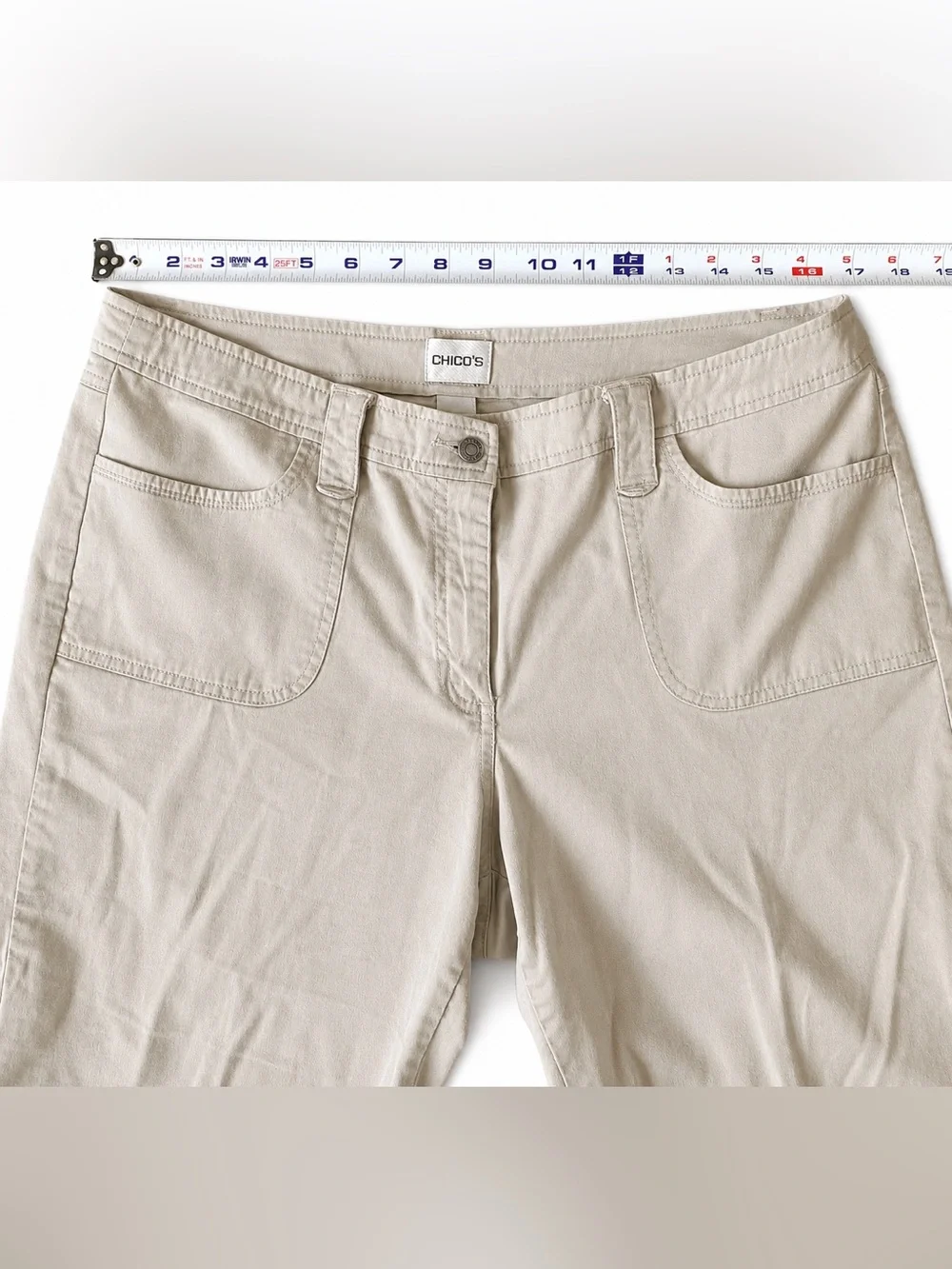 Chico's Light Beige Bermuda Shorts 14 - Picture 3 of 9